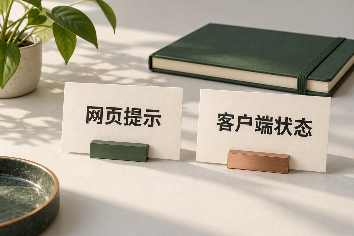 网页提示与客户端状态两张卡片分开放置